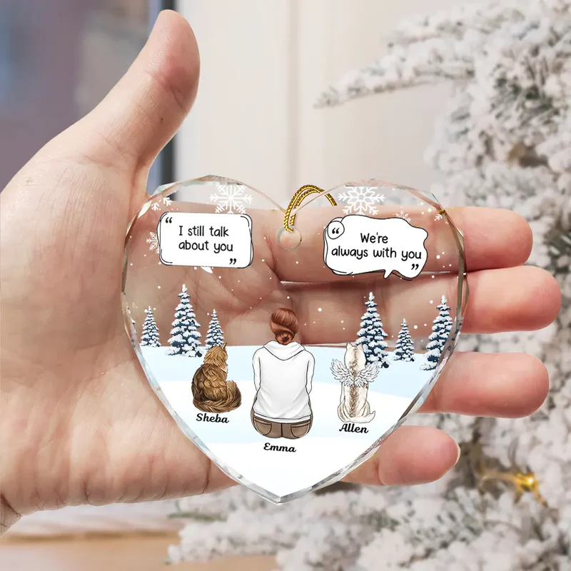 I Miss You Memorial Dog Cat - Personalized Heart Shaped Glass Ornament - Sympathy Gift For Pet Owners, Pet Lovers
