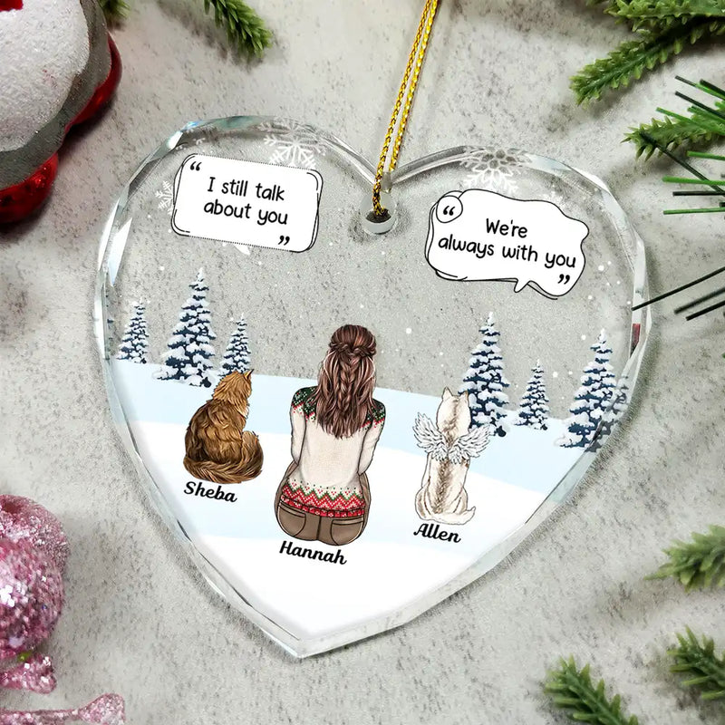 I Miss You Memorial Dog Cat - Personalized Heart Shaped Glass Ornament - Sympathy Gift For Pet Owners, Pet Lovers