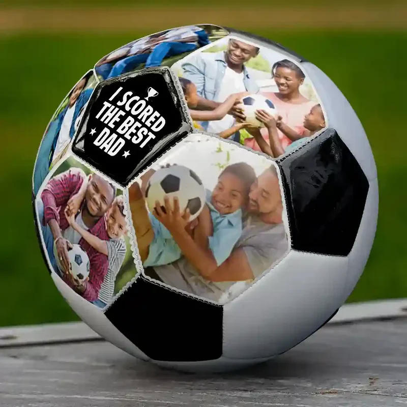 Custom Photo I Scored The Best Dad - Personalized Soccer Ball - Gift For Father, Sport Dad, Kids, Son/Daughter