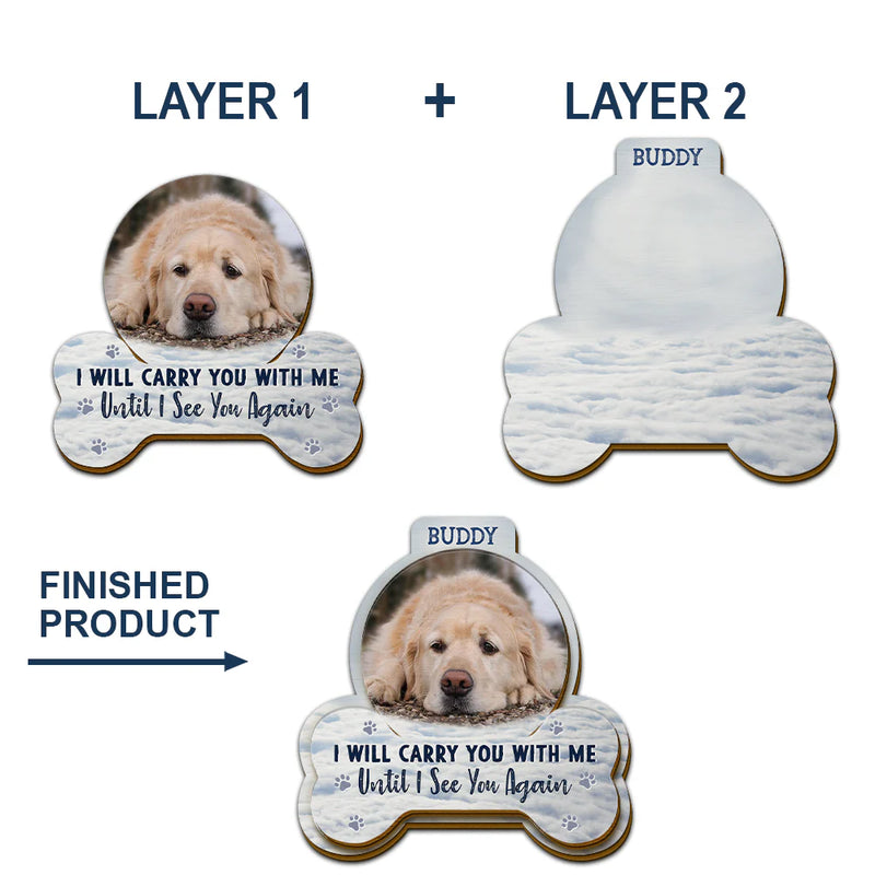 Custom Photo I Will Carry You With Me Pet Memorial - Personalized Shaped Car Visor Clip - Sympathy Gift For Pet Owners, Pet Lovers