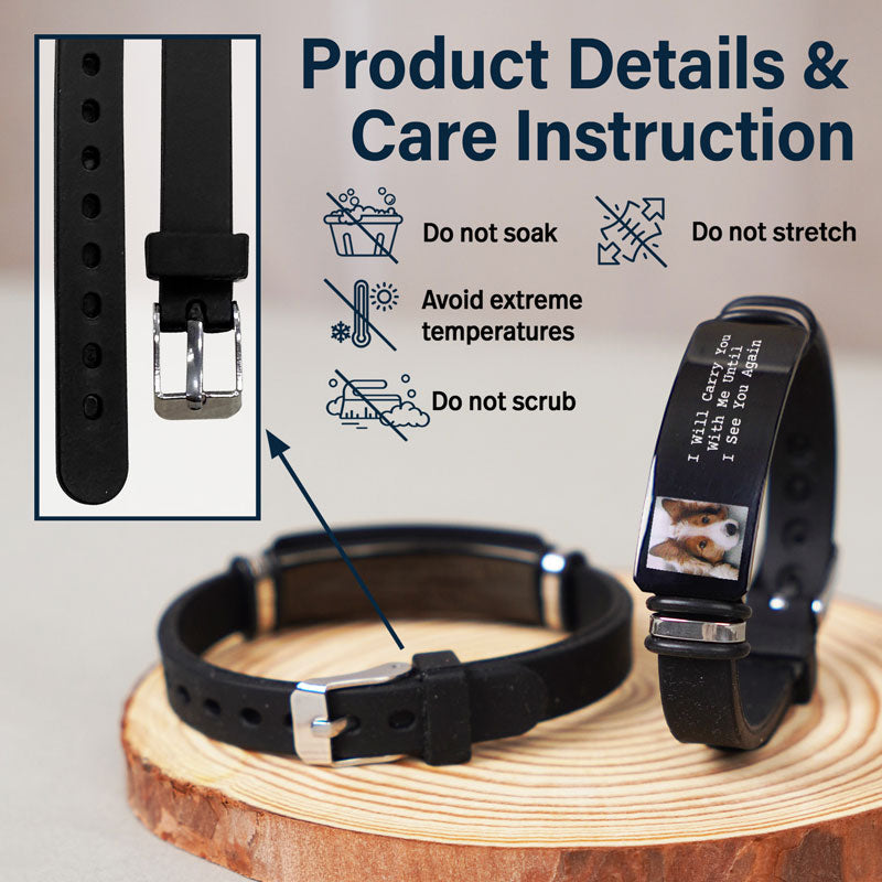 Custom Photo I'll Carry You - Personalized Bracelet - Memorial Gift For Family, Siblings, Friends, Dog Lovers, Cat Lovers