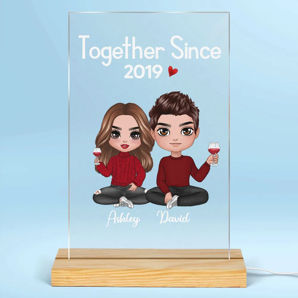 Personalized I'm Yours No Returns Or Refunds Doll Couple Sitting led light, alternate view 2