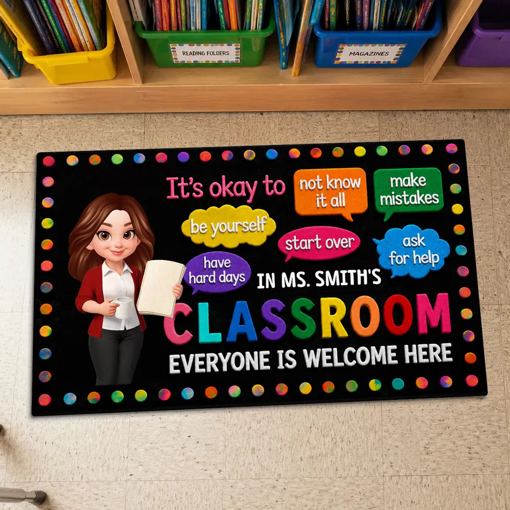 In Teacher Classroom It's Okay To Be Yourself - Personalized Doormat - Back To School Gift For Teacher, Educator