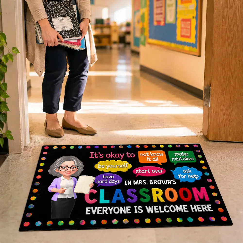 In Teacher Classroom It's Okay To Be Yourself - Personalized Doormat - Back To School Gift For Teacher, Educator
