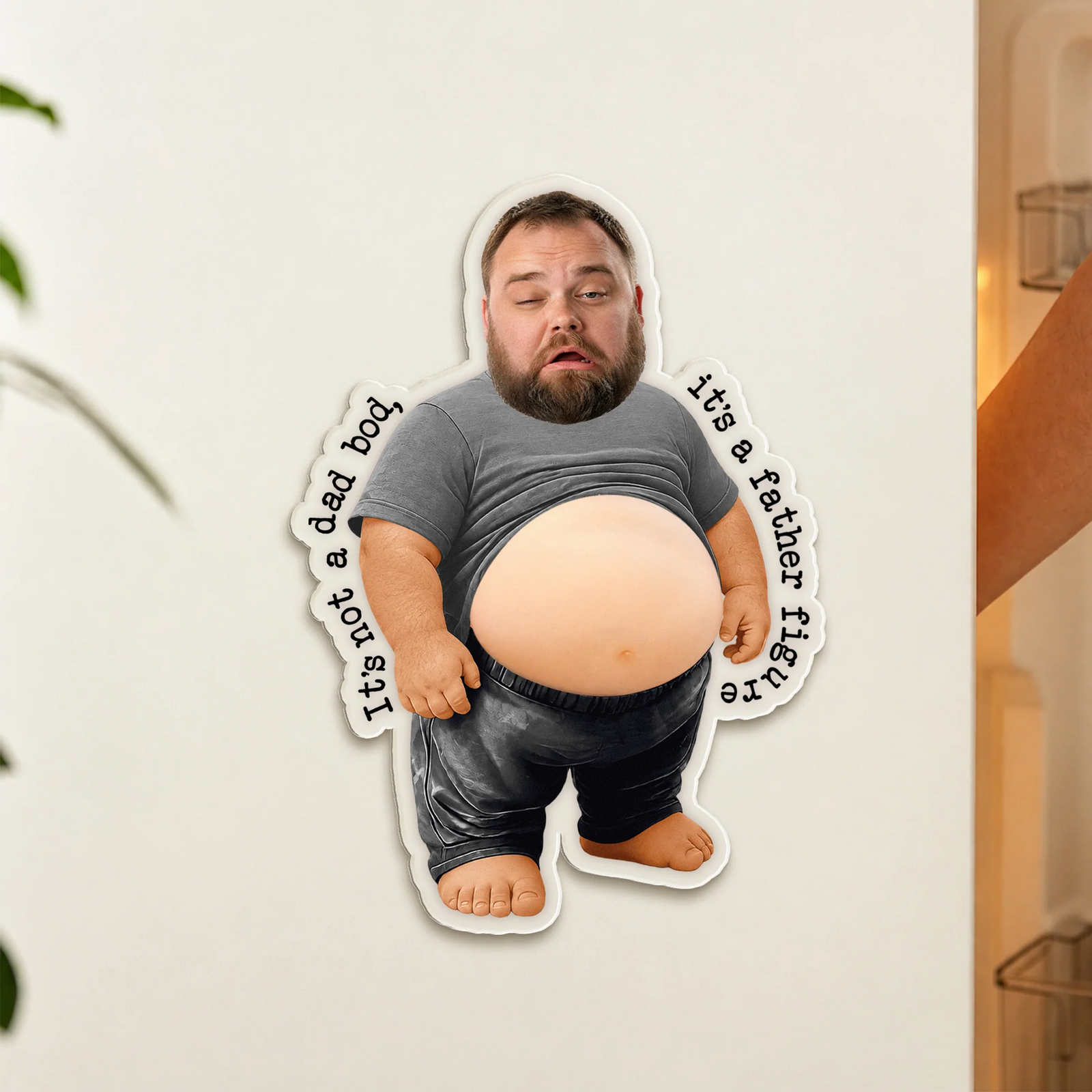 Custom Photo It’s Not A Dad Bod, It’s A Father Figure - Personalized Fridge Magnet - Funny Gifts for Dad, Daddy, Papa