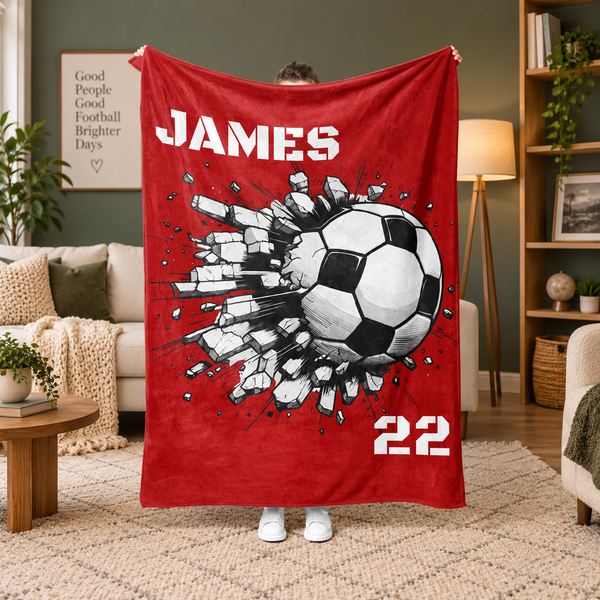 Custom Name & Number Soccer - Personalized Custom Blanket - Gift for Soccer Player, Soccer Gift