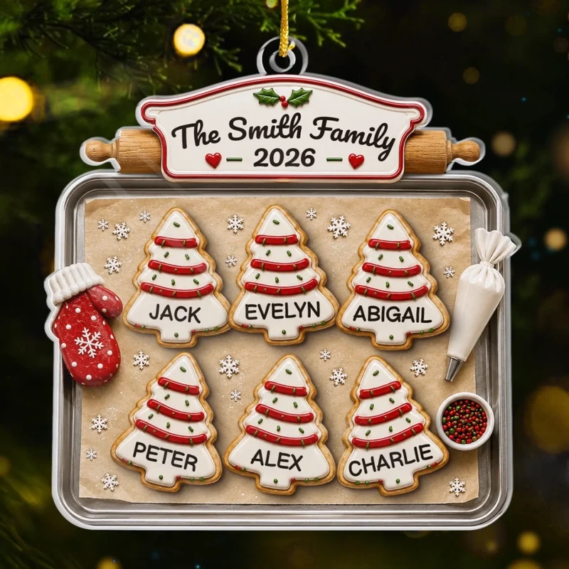 Joy Feels Like Family Christmas - Personalized Custom Shaped Acrylic Ornament - Christmas Gifts For Family, Mom, Dad, Brother, Sister