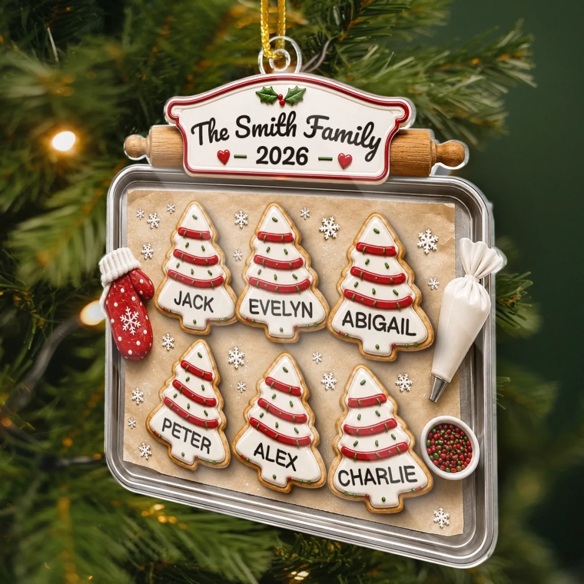 Joy Feels Like Family Christmas - Personalized Custom Shaped Acrylic Ornament - Christmas Gifts For Family, Mom, Dad, Brother, Sister