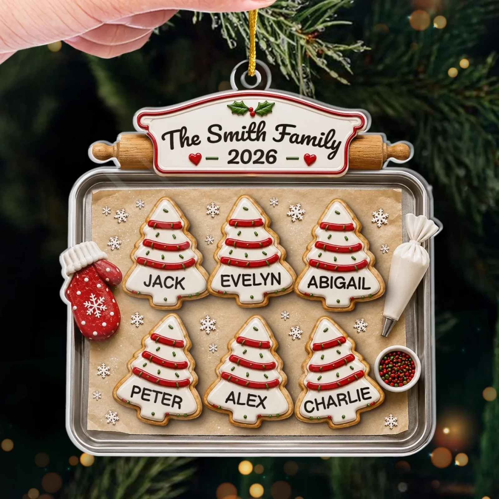 Joy Feels Like Family Christmas - Personalized Custom Shaped Acrylic Ornament - Christmas Gifts For Family, Mom, Dad, Brother, Sister