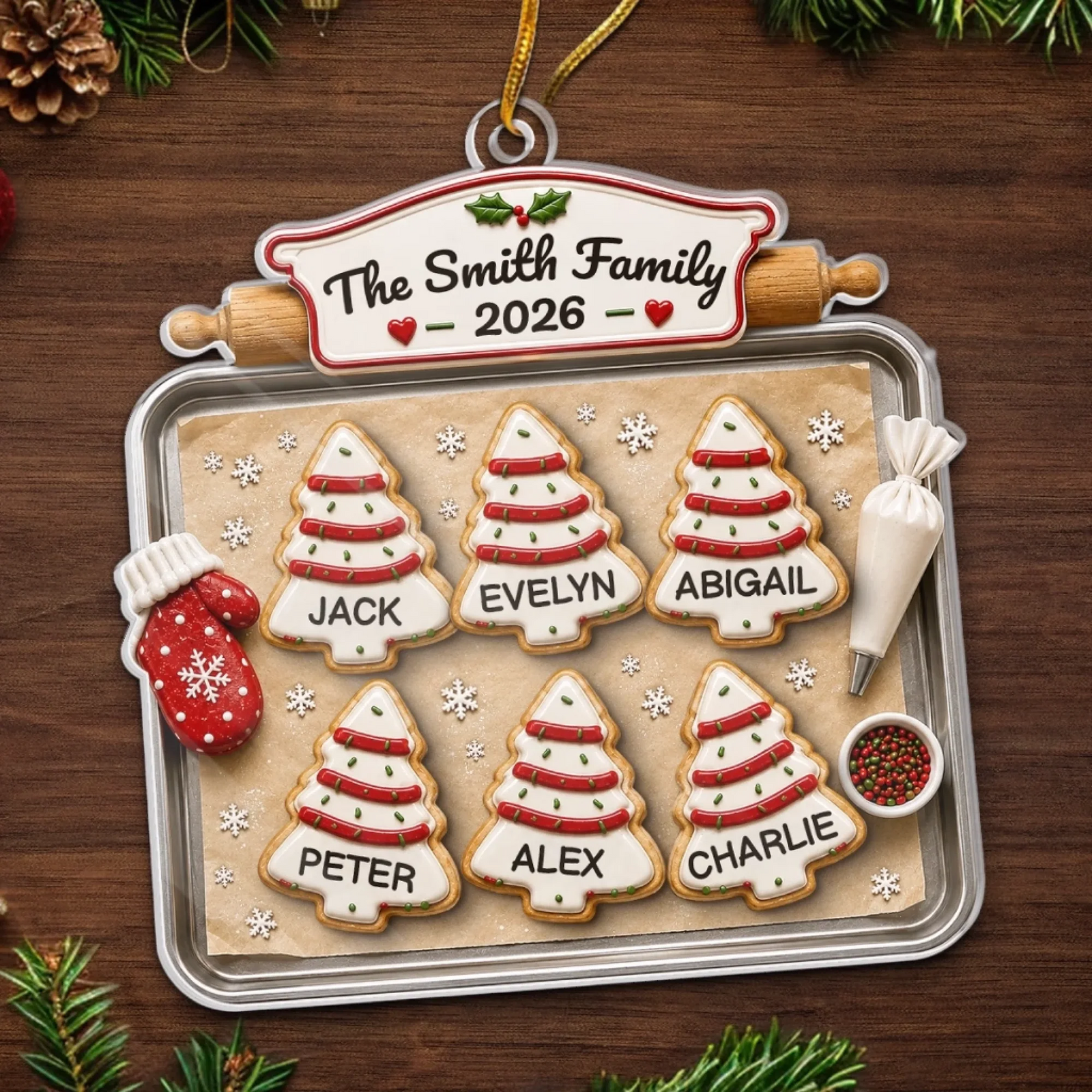 Joy Feels Like Family Christmas - Personalized Custom Shaped Acrylic Ornament - Christmas Gifts For Family, Mom, Dad, Brother, Sister