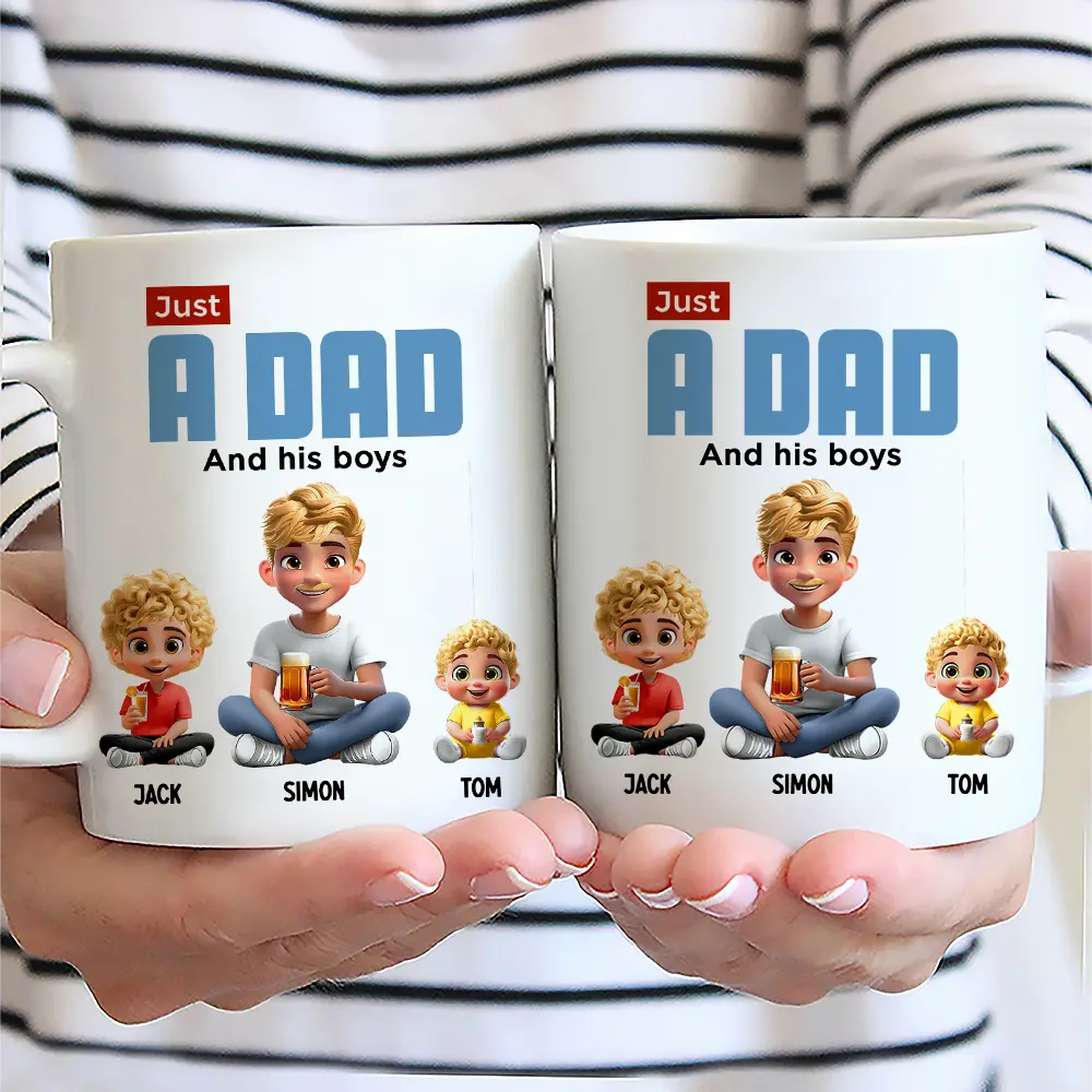 Just A Dad And His Girl 3D Cartoon - Personalized Custom Mug - Father's Day, Birthday Gift For Dad, Daddy