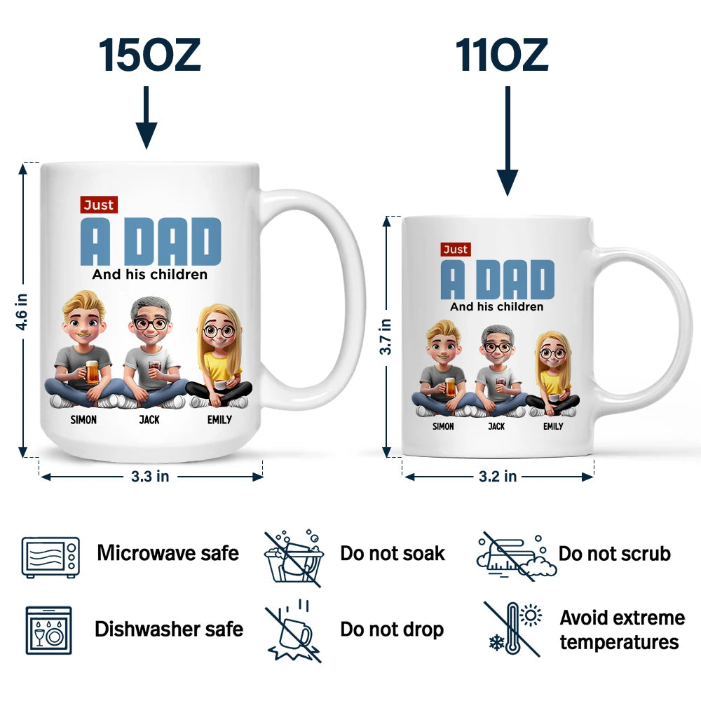 Just A Dad And His Girl 3D Cartoon - Personalized Custom Mug - Father's Day, Birthday Gift For Dad, Daddy