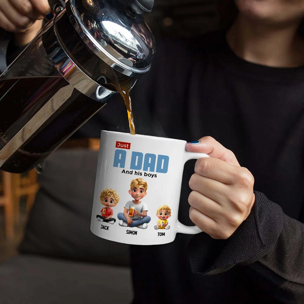 Just A Dad And His Girl 3D Cartoon - Personalized Custom Mug - Father's Day, Birthday Gift For Dad, Daddy