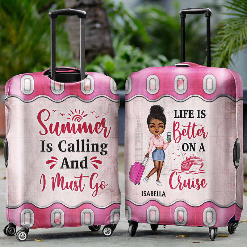 Just A Girl Boy Who Loves Traveling - Personalized Custom Luggage Cover - Gift For Traveling Lovers