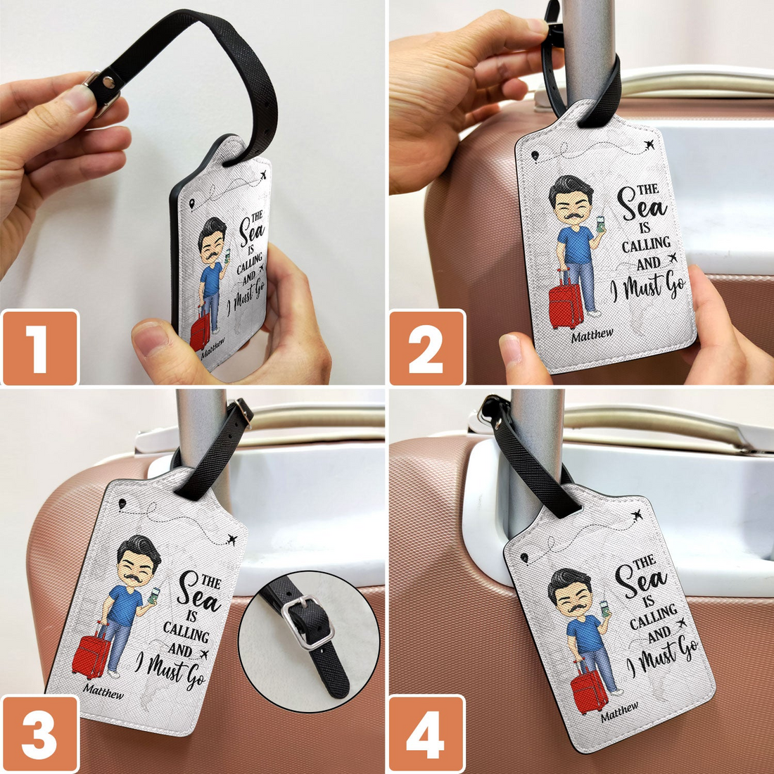 Personalized Just A Girl Boy Who Loves Traveling luggage tag, alternate view 5
