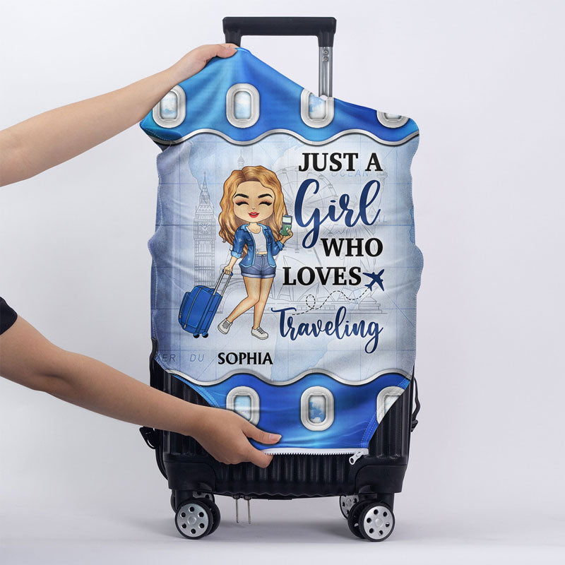 Just A Girl Boy Who Loves Traveling - Personalized Custom Luggage Cover - Gift For Traveling Lovers