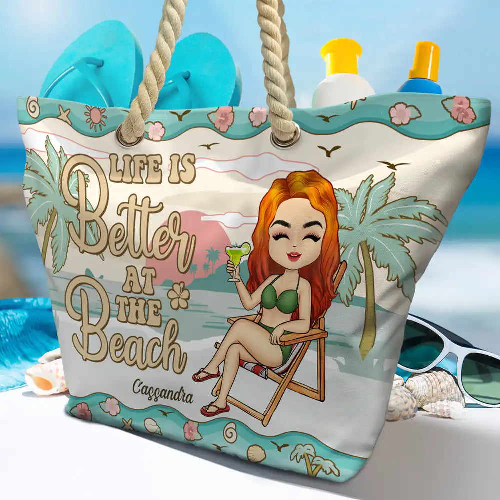 Personalized Just A Girl Who Loves Beaches beach bag, alternate view 6