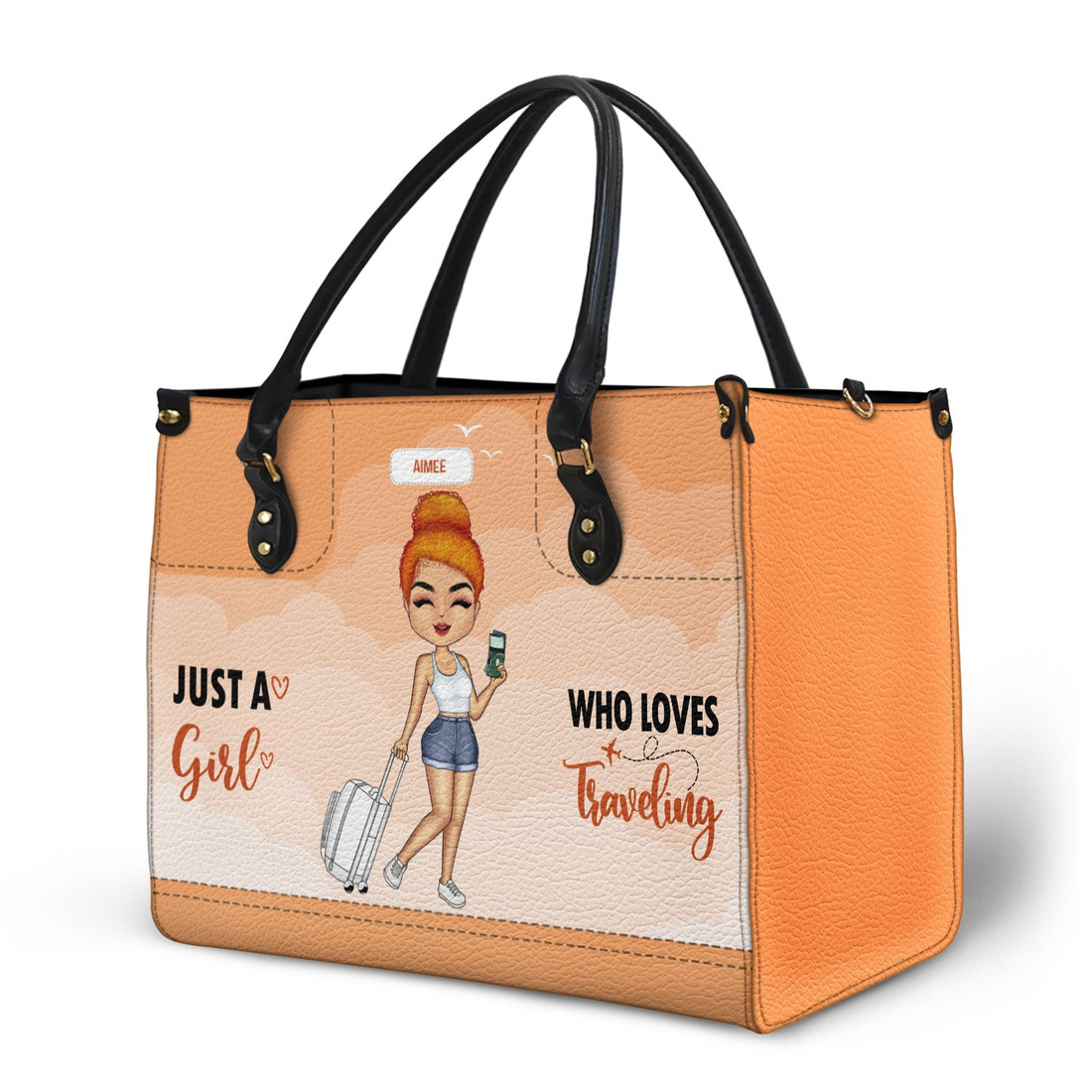 Personalized Just A Girl Who Loves Traveling handbag, front view