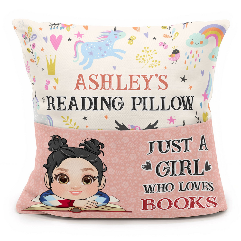 My Reading Pillow Reading Kids - Personalized Pocket Pillow - Gift For Kids, Book Lovers, Bookworms, Readers