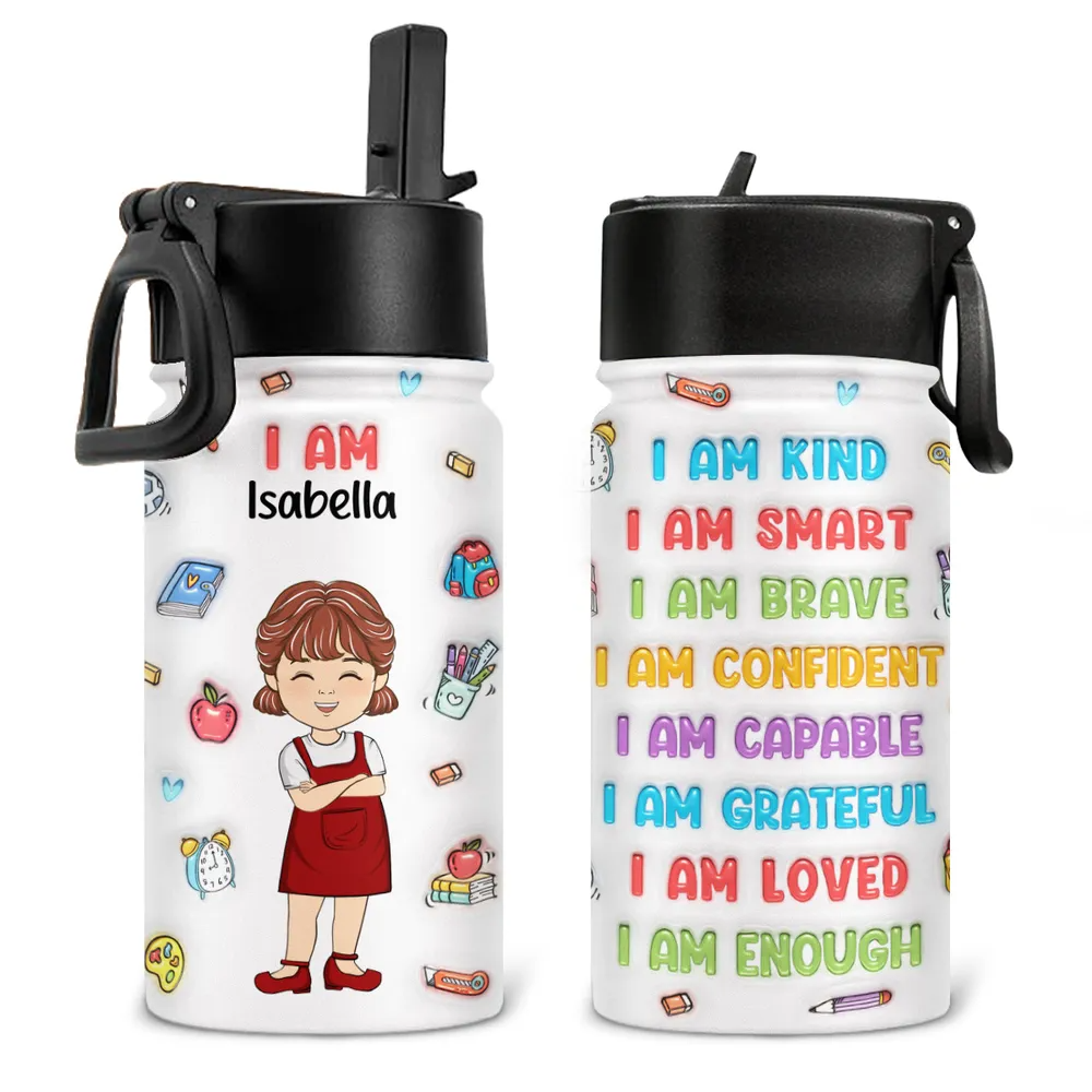Kind Smart Loved - Personalized Kids Stainless Steel Water Bottle - Custom Gift For Back To School, First Day of School - Student, Son, Daughter | Kindergarten, Pre-K, Preschool