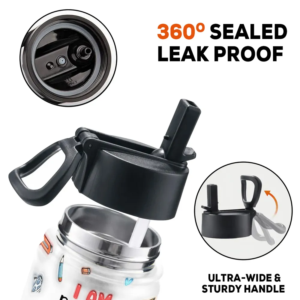 Kind Smart Loved - Personalized Kids Stainless Steel Water Bottle - Custom Gift For Back To School, First Day of School - Student, Son, Daughter | Kindergarten, Pre-K, Preschool