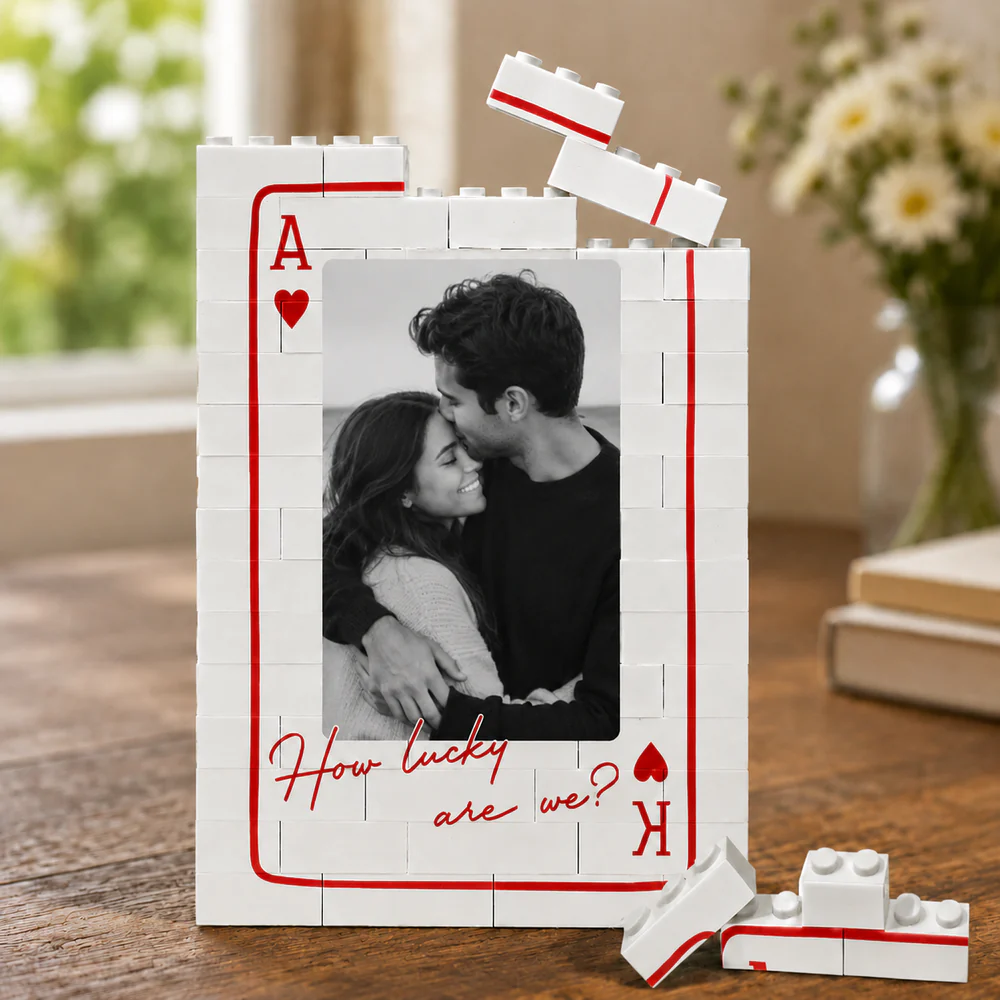 Custom Photo “King & Queen” Couple - Personalized Building Brick Blocks - Gift For Her/Him, Husband/Wife, Couples on Anniversary, Valentine's Day