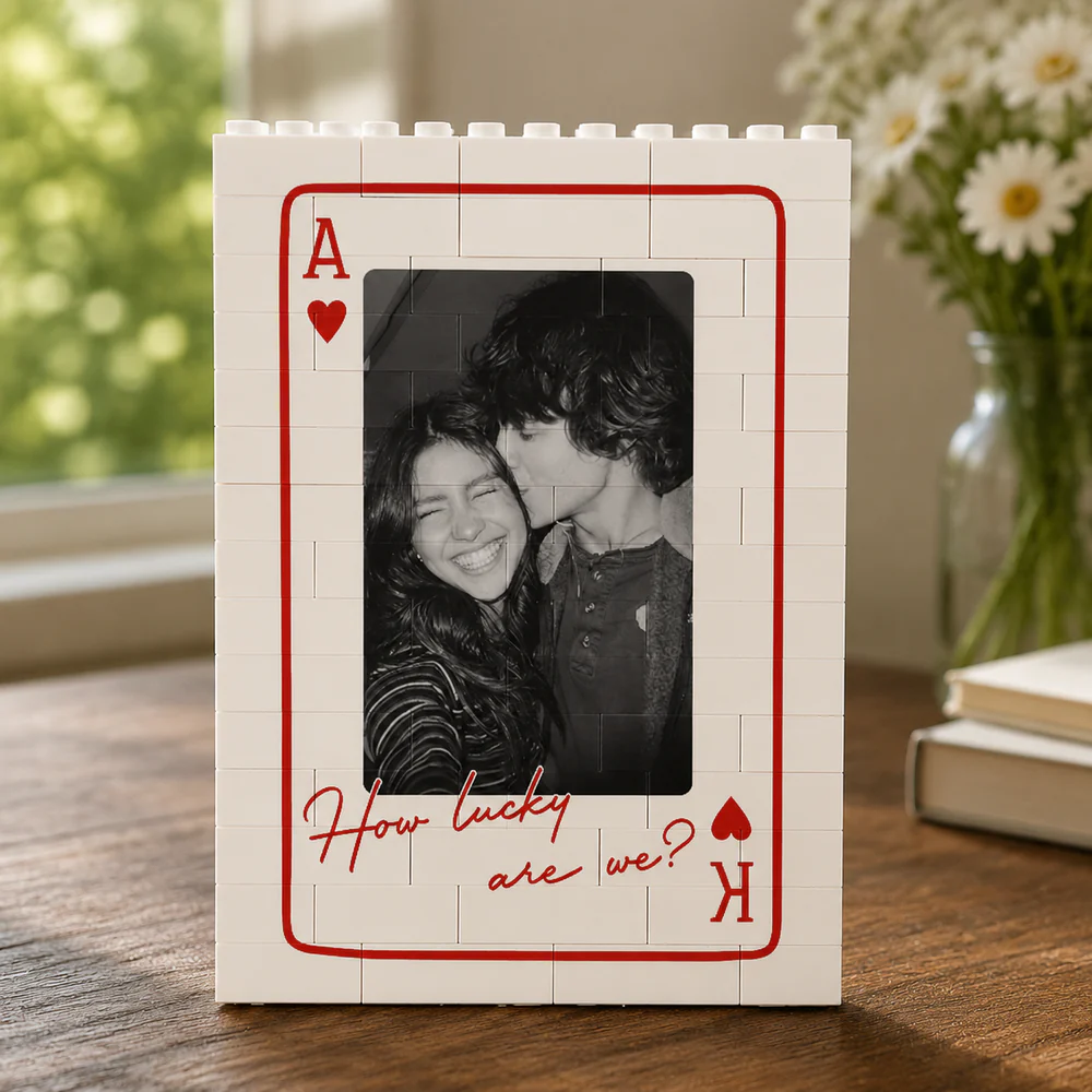 Custom Photo “King & Queen” Couple - Personalized Building Brick Blocks - Gift For Her/Him, Husband/Wife, Couples on Anniversary, Valentine's Day