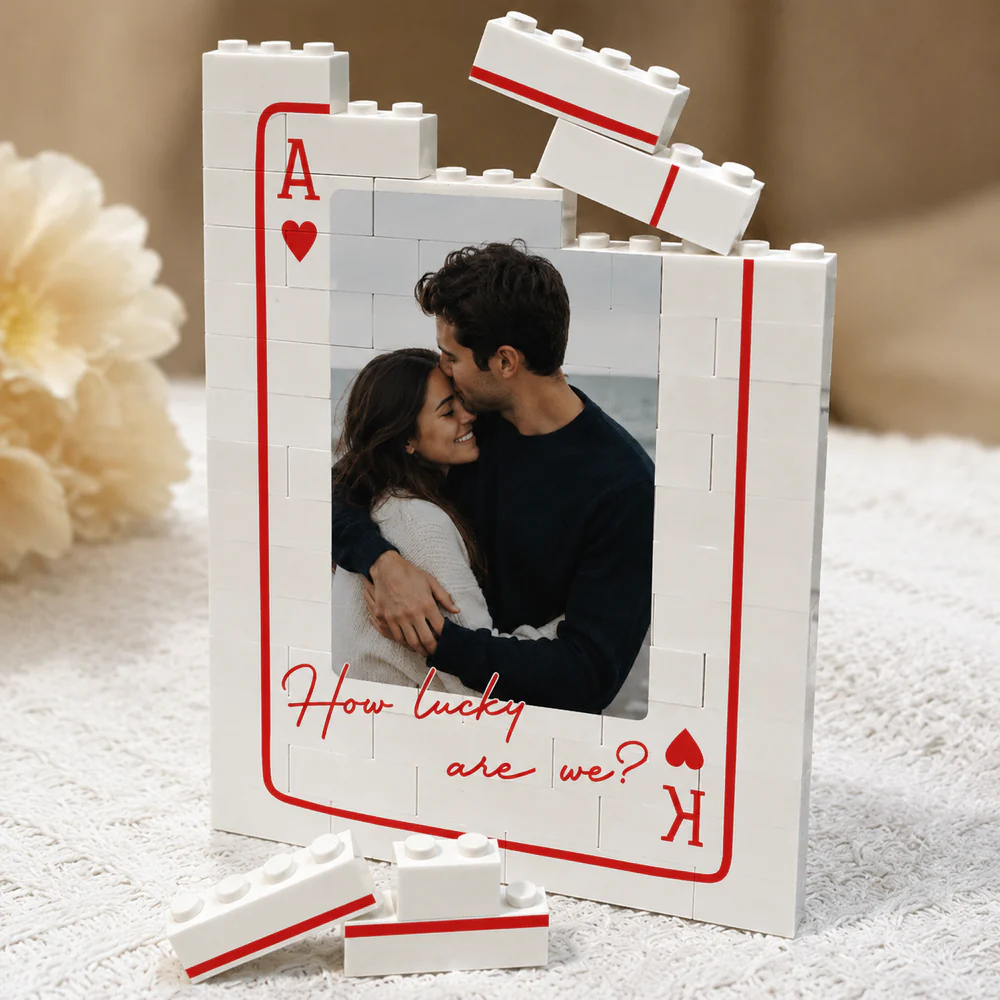 Custom Photo “King & Queen” Couple - Personalized Building Brick Blocks - Gift For Her/Him, Husband/Wife, Couples on Anniversary, Valentine's Day