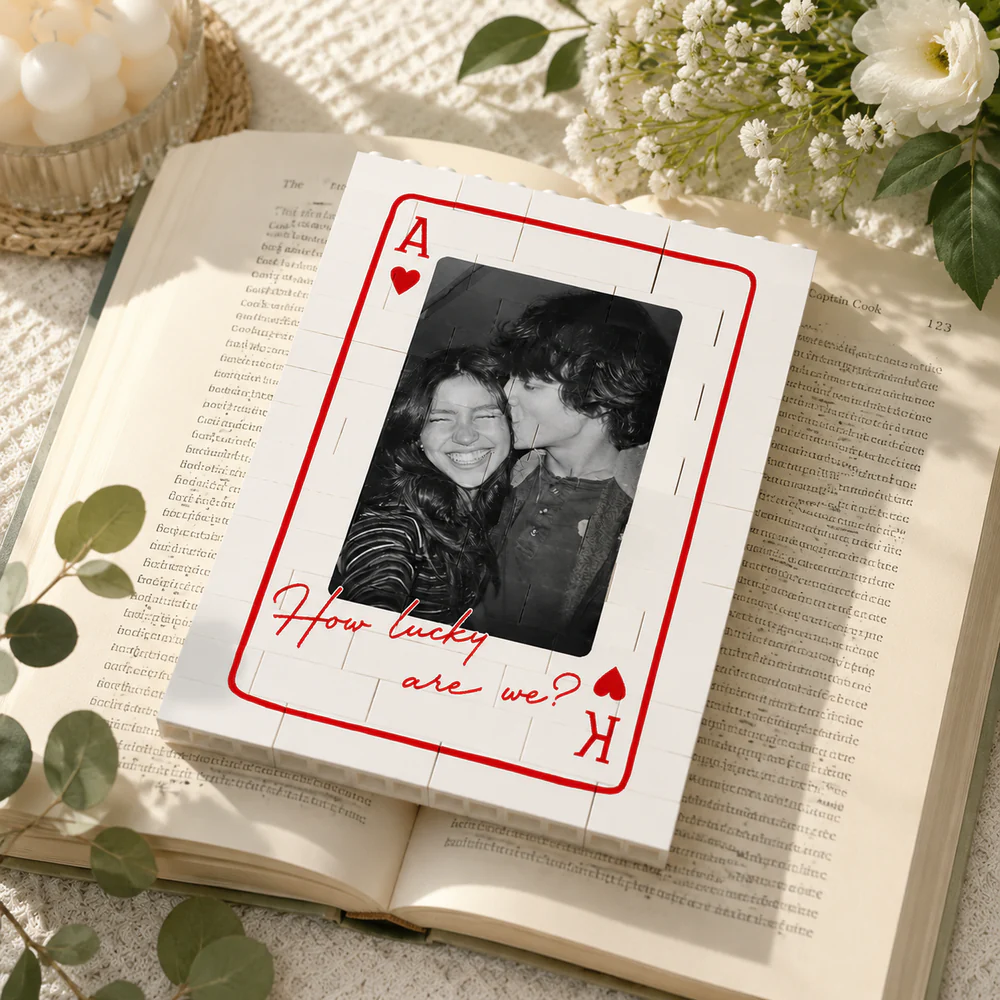 Custom Photo “King & Queen” Couple - Personalized Building Brick Blocks - Gift For Her/Him, Husband/Wife, Couples on Anniversary, Valentine's Day
