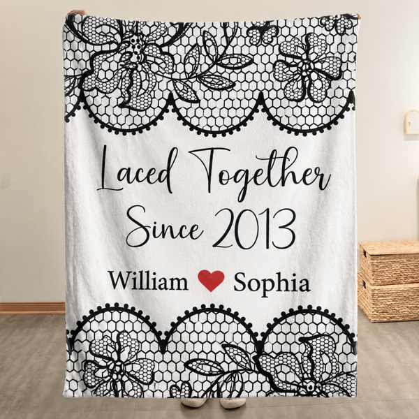 Laced Together Couple - Personalized Custom Blanket - Gift For Her/Him, Husband/Wife, Couples on Anniversary, Valentine's Day