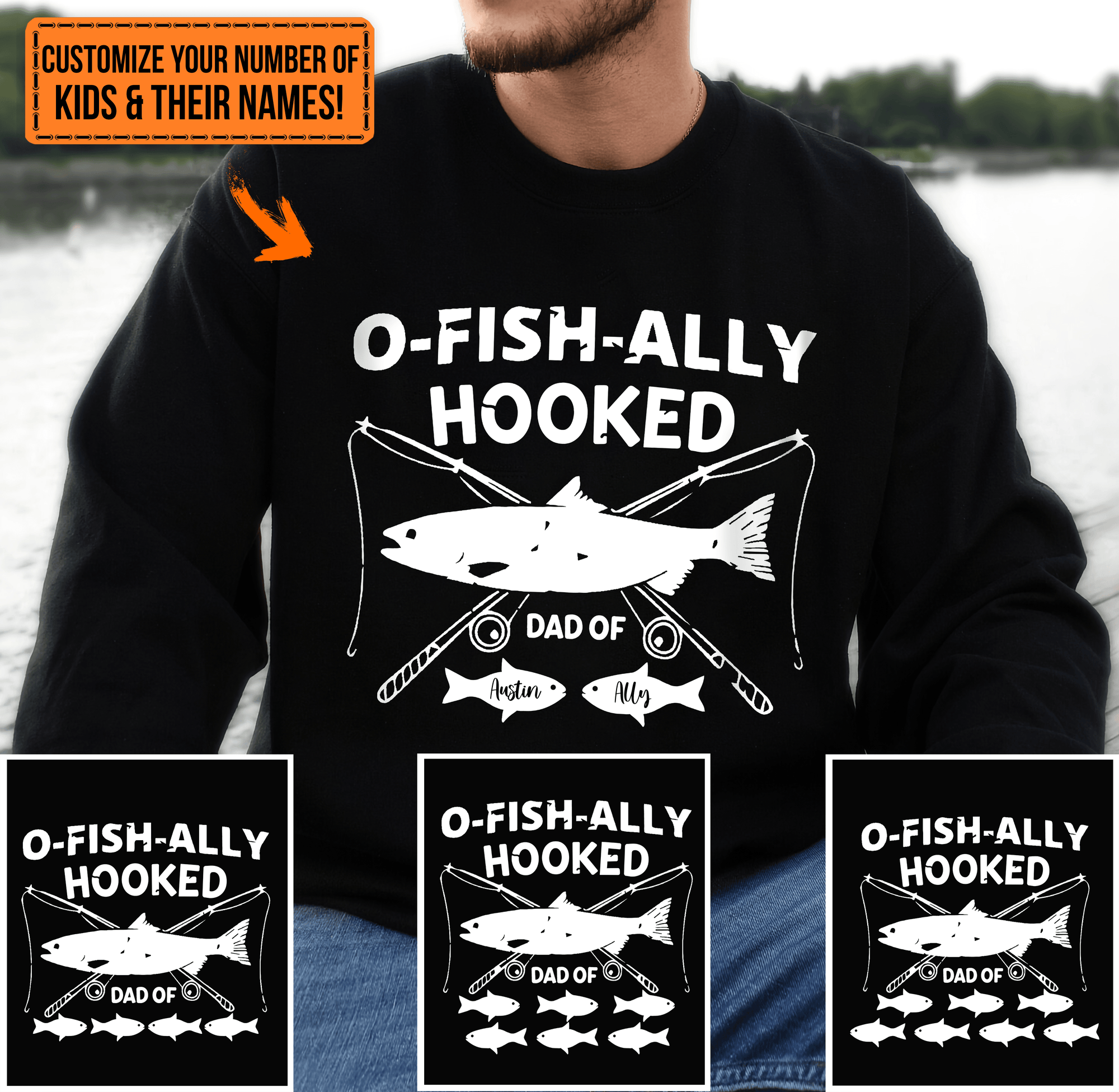 O-Fish-Ally Hooked Fishing Pun - Funny Fathers Day Personalized Custom T Shirt - Birthday, Loving, Funny Gift for Grandfather/Dad/Father, Husband, Grandparent - Suzitee Store