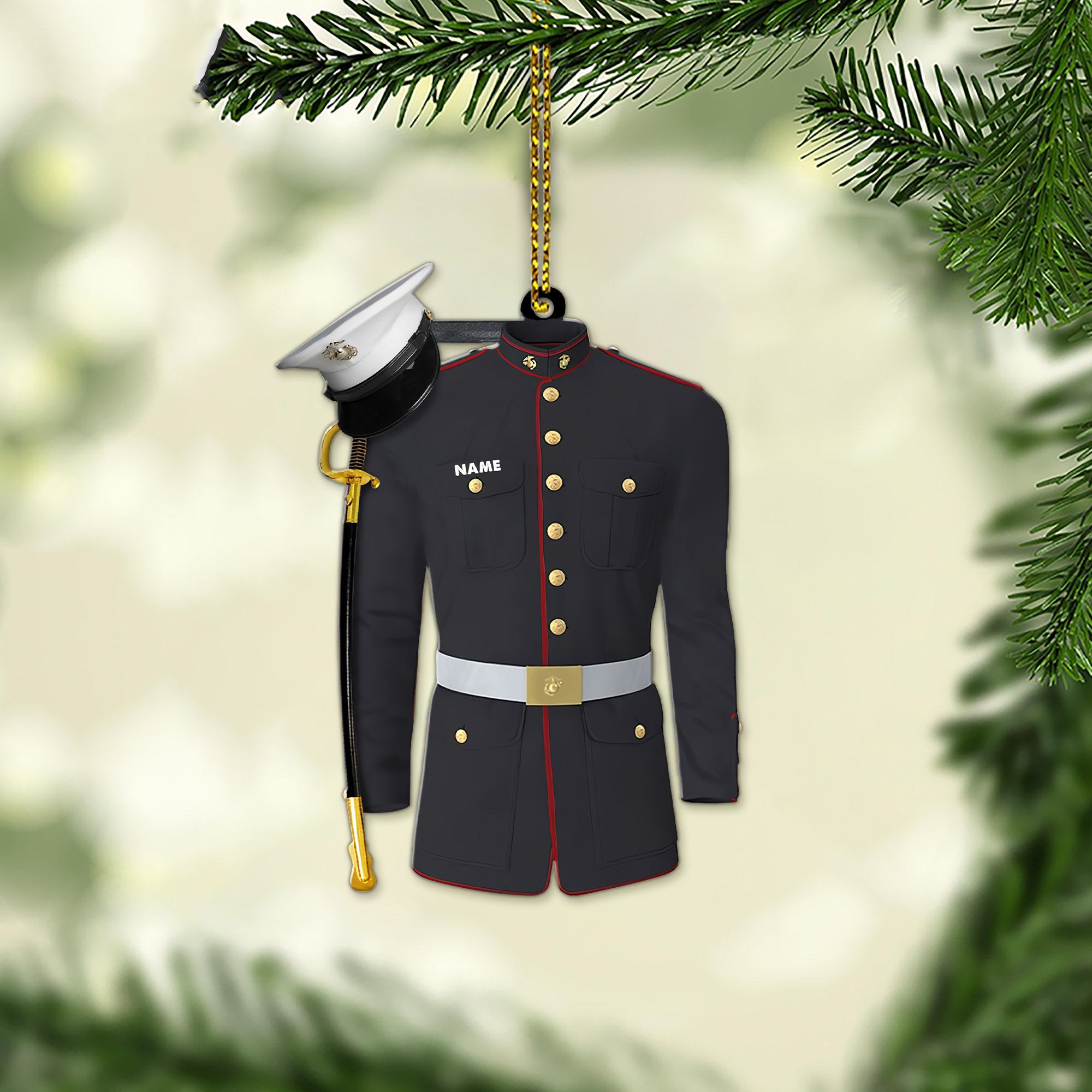Marine Uniform Ornament - Personalized Custom Shaped Acrylic Ornament - Christmas Gift For Military, Army Dad, Husband 1