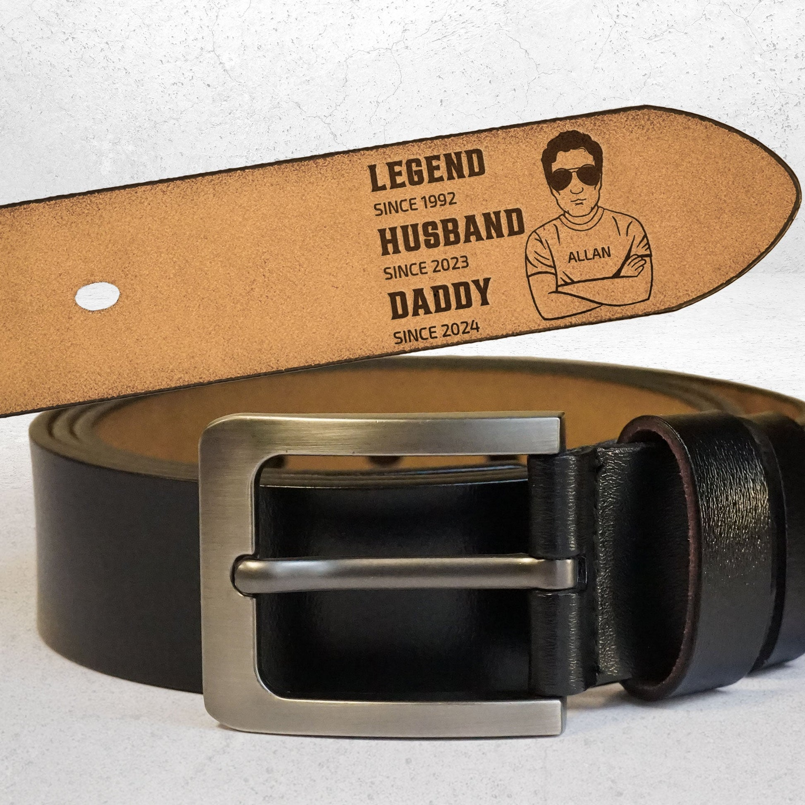 Legend Husband Daddy - Personalized Engraved Leather Belt - Gift for Dad, Daddy, Grandpa, Father's Day, Birthday