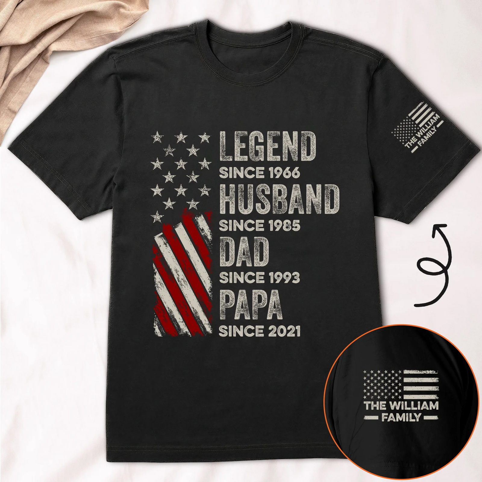 Legend, Husband, Dad And Grandpa - Personalized Custom T Shirt - Father's Day Gifts For Dad, Daddy, Papa, Grandpa