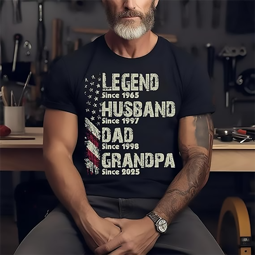 Legend Husband Dad Papa Veteran Since - Personalized Custom T Shirt - Gift for Veteran Dad, Grandpa