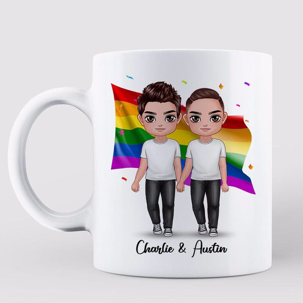 LGBT Doll Couple Standing - Personalized Custom Mug - Gift For Pride Month, Valentine, Anniversary, Husband, Wife, Girlfriend, Boyfriend, Her/Him