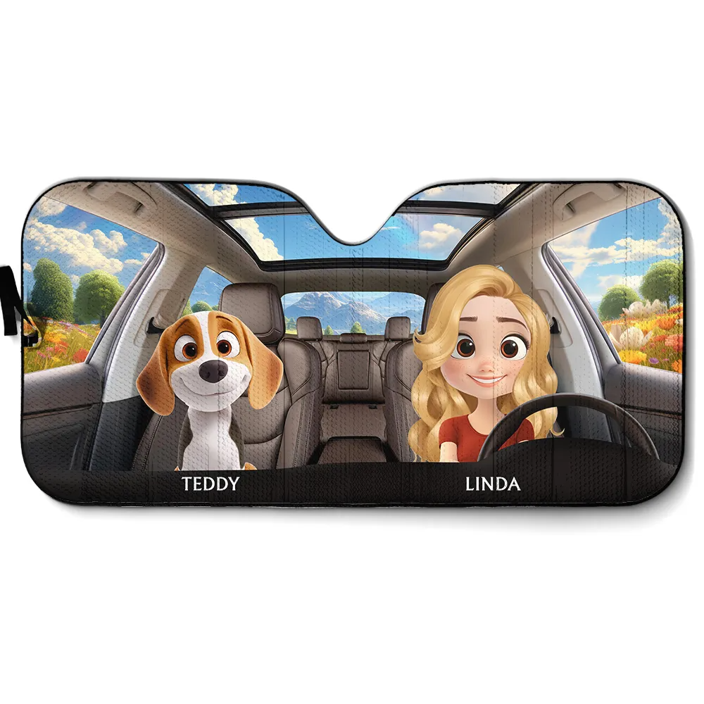 Life Is Better With My Dog -  Personalized Auto Windshield Sunshade, Custom Car Window Protector - Gift For Dog Owners, Dog Lovers
