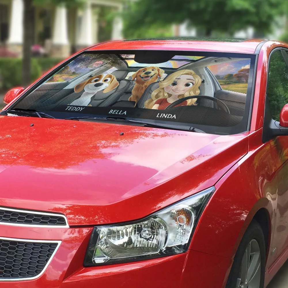 Life Is Better With My Dog -  Personalized Auto Windshield Sunshade, Custom Car Window Protector - Gift For Dog Owners, Dog Lovers 4