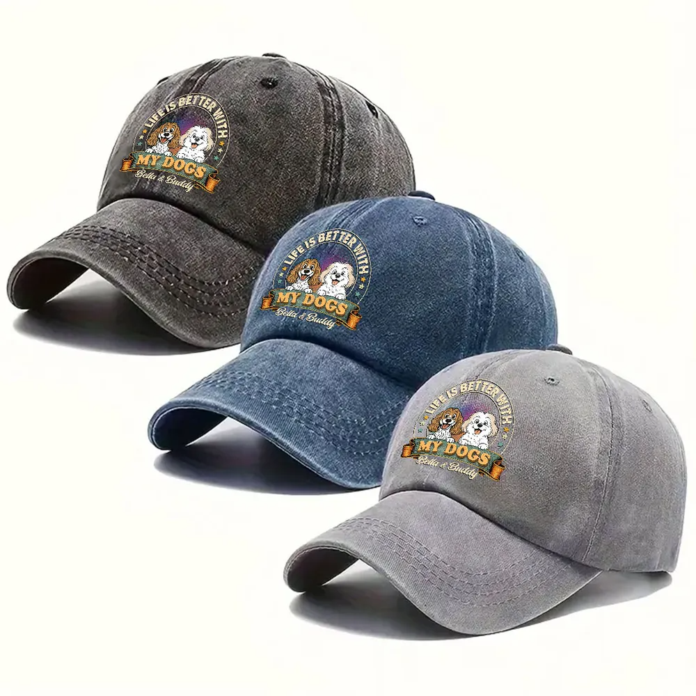 Personalized Life Is Better With My Dog denim cap, alternate view 5