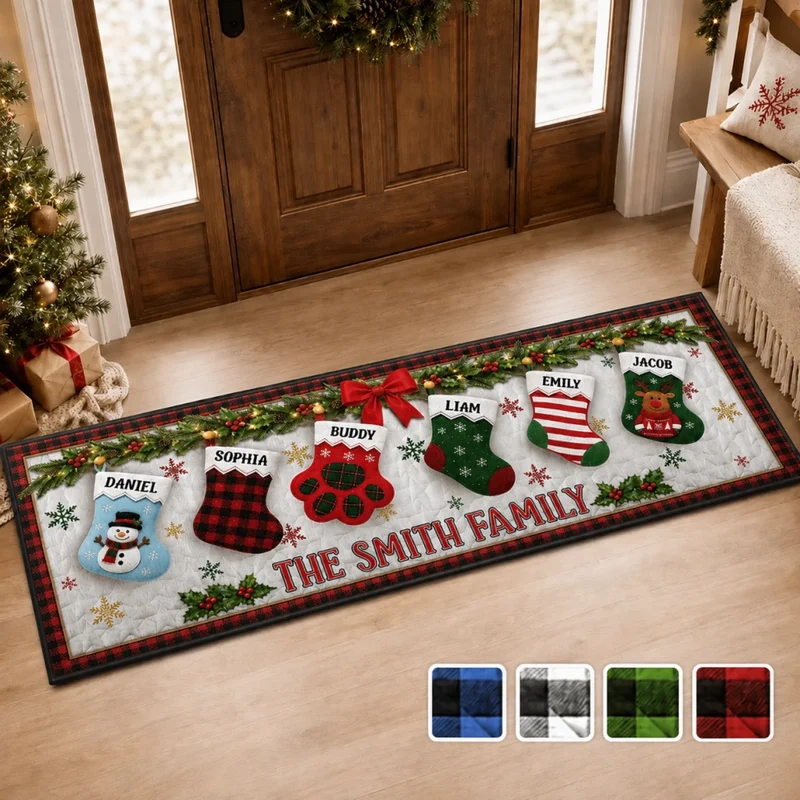 Love Brings Us Home - Personalized Runner Rug - Christmas Gifts For Family, Mom, Dad, Brother, Sister