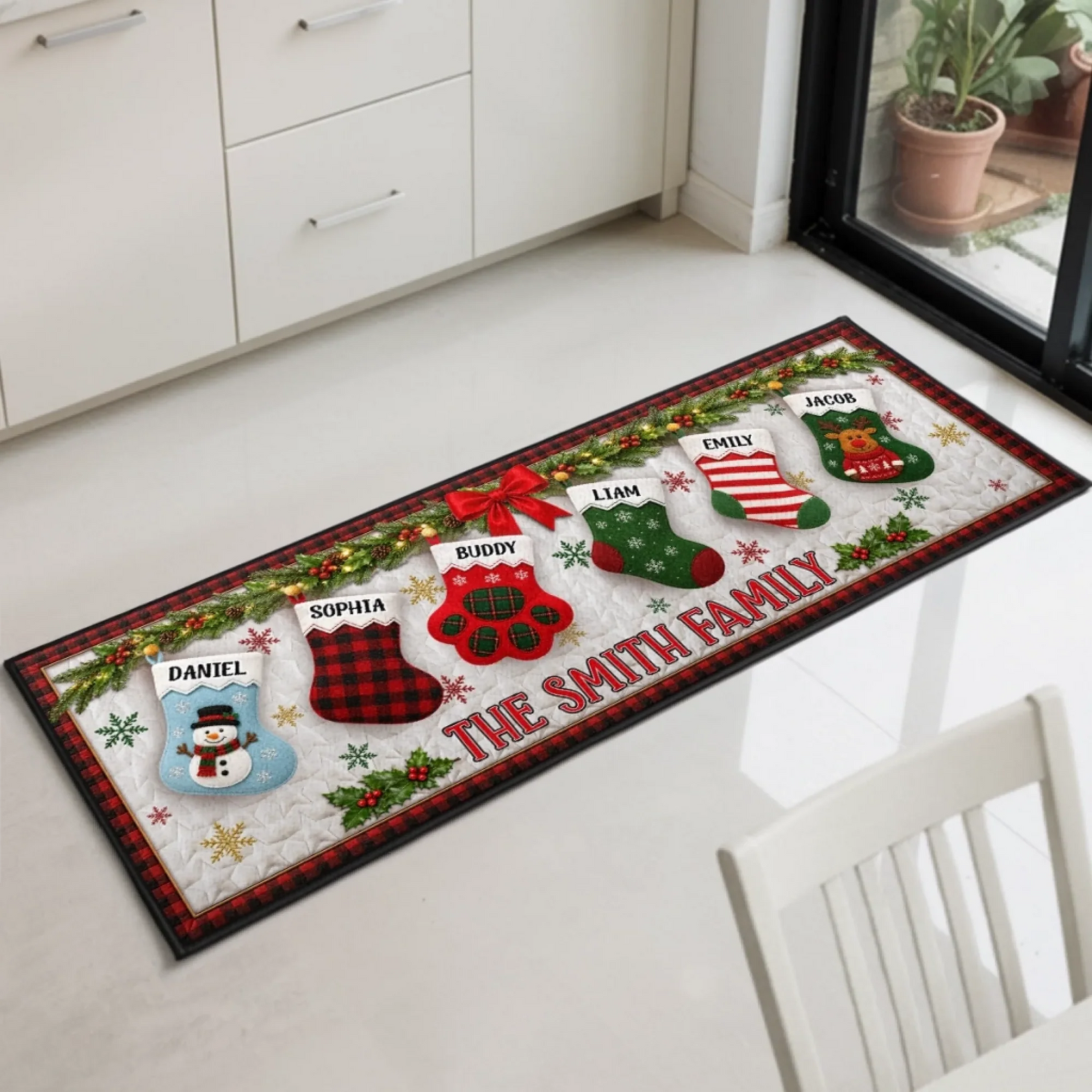 Love Brings Us Home - Personalized Runner Rug - Christmas Gifts For Family, Mom, Dad, Brother, Sister