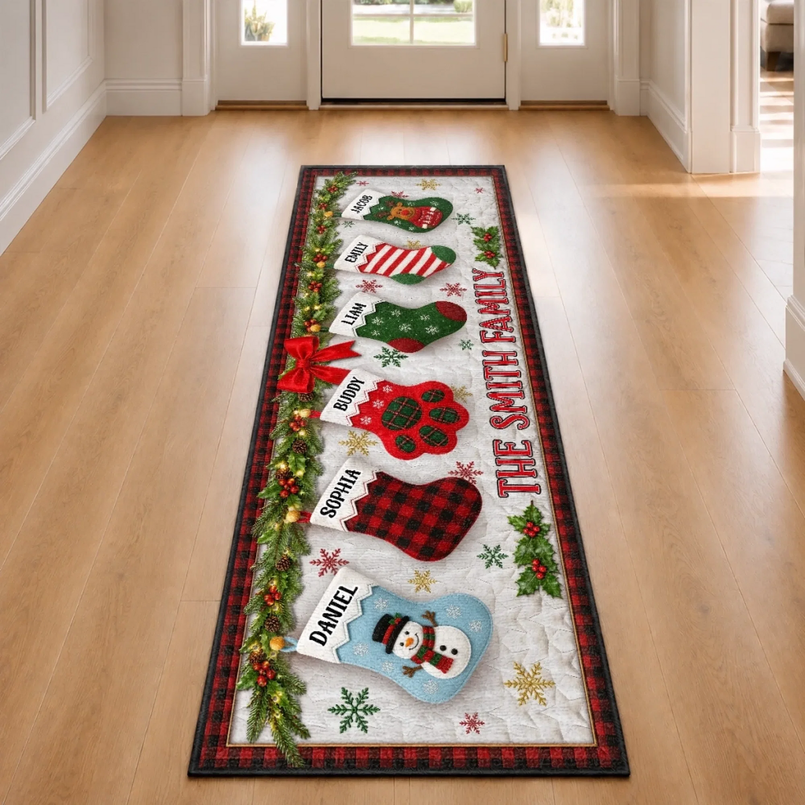 Love Brings Us Home - Personalized Runner Rug - Christmas Gifts For Family, Mom, Dad, Brother, Sister