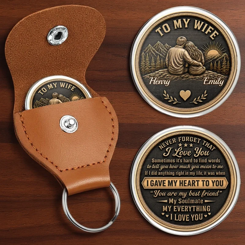 Love Token Lasts Forever - Personalized Leather Pocket Hug - Gift For Her/Him, Husband/Wife, Couples on Anniversary, Valentine's Day