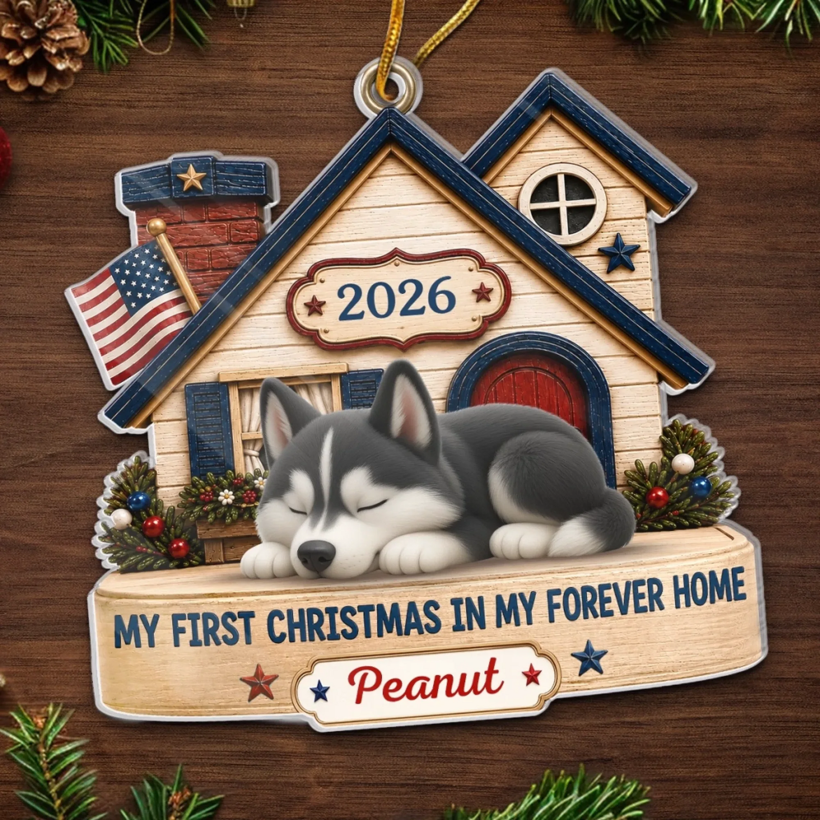 Loved In Forever Home Dog, Cat Lovers - Personalized Custom Shaped Acrylic Ornament - Christmas Gift for Dog Lovers, Cat Lovers, Pet Lovers
