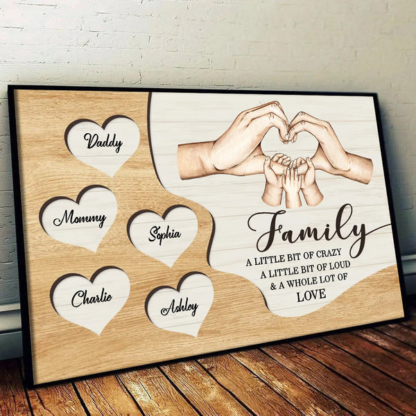 Family Hands A Whole Lot Of Love - Personalized Poster/Canvas Prints - Gift For Family Members, Mom and Dad