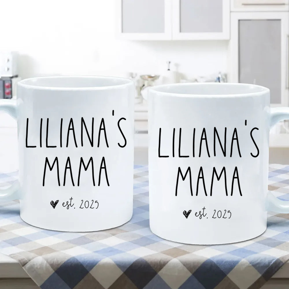 Mom, Mama EST - Personalized Custom Mug - First Mother's Day Gifts, First Time Mom Gifts, New Parent Gifts