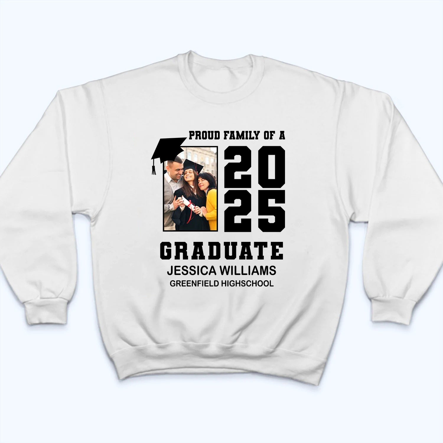 Custom Photo Proud Family Graduation - Personalized Custom T Shirt - Gift for Grandma, Grandpa, Mom, Dad, Brother, Sister, Aunt, Uncle