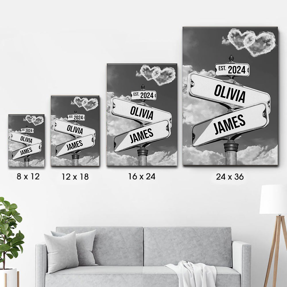Vintage Street Sign For Couples - Personalized Poster/Canvas Prints - Gift For Her/Him, Husband/Wife, Couples on Anniversary, Valentine's Day