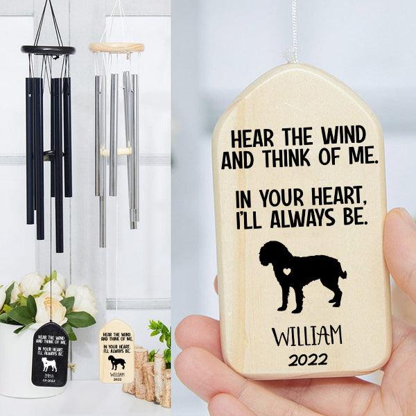 In Your Heart I'll Always Be Dog Memorial - Personalized Wind Chimes | Sympathy, Bereavement, Condolence Gift for Pet Loss, Dog Lovers