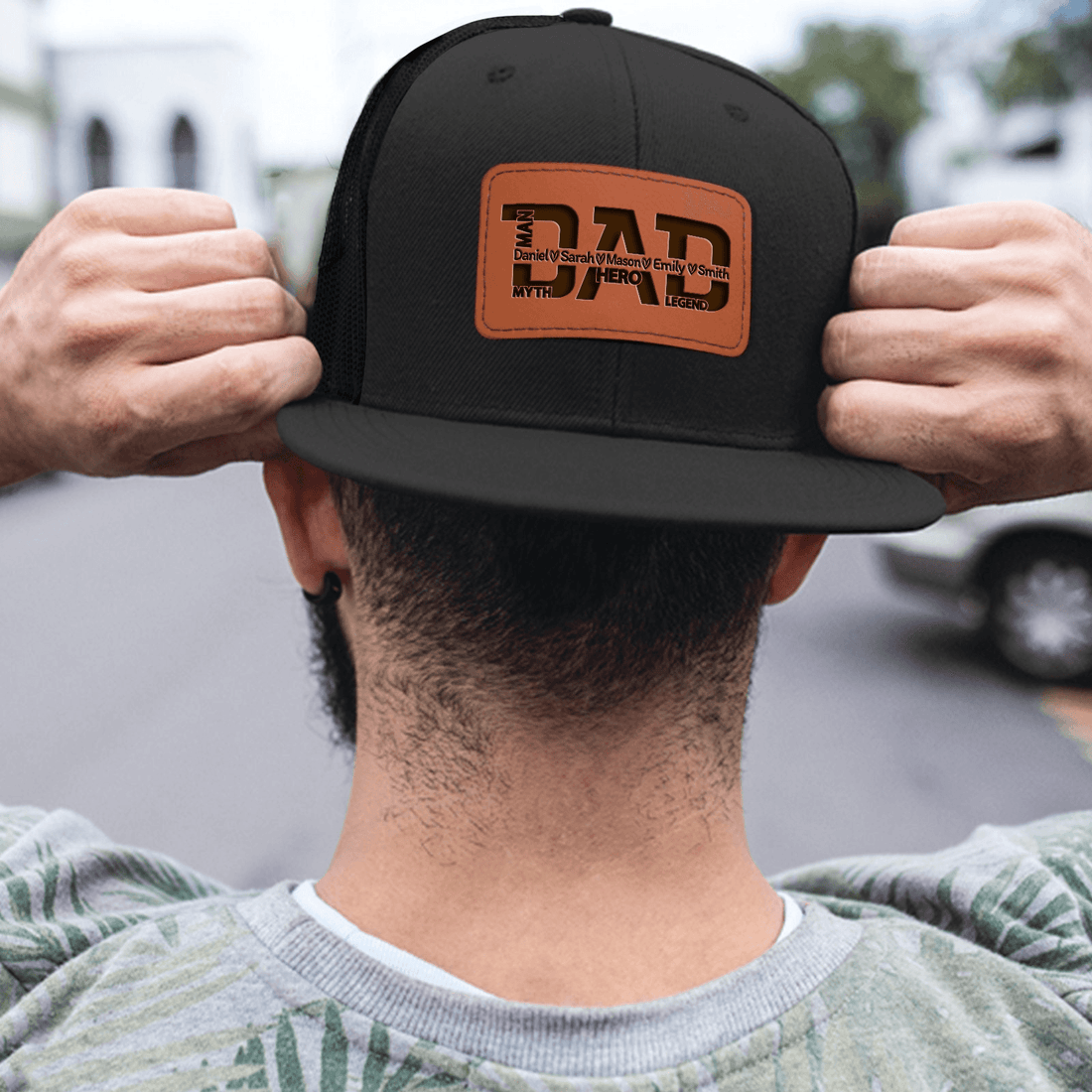 Custom Dad Hat with Kids Names leather patch hat, alternate view 4